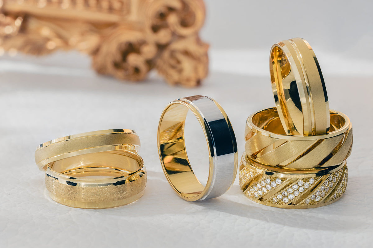 Piedra Argollas De Matrimonio De Oro Anillos Abiertos De Oro