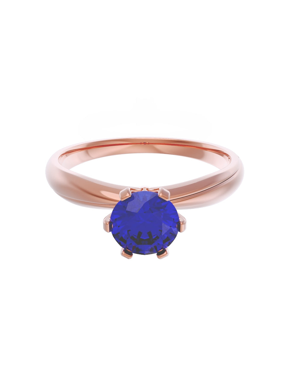 Anillo de Compromiso Eternidad de Oro 14k Zirconia Azul ZA8555