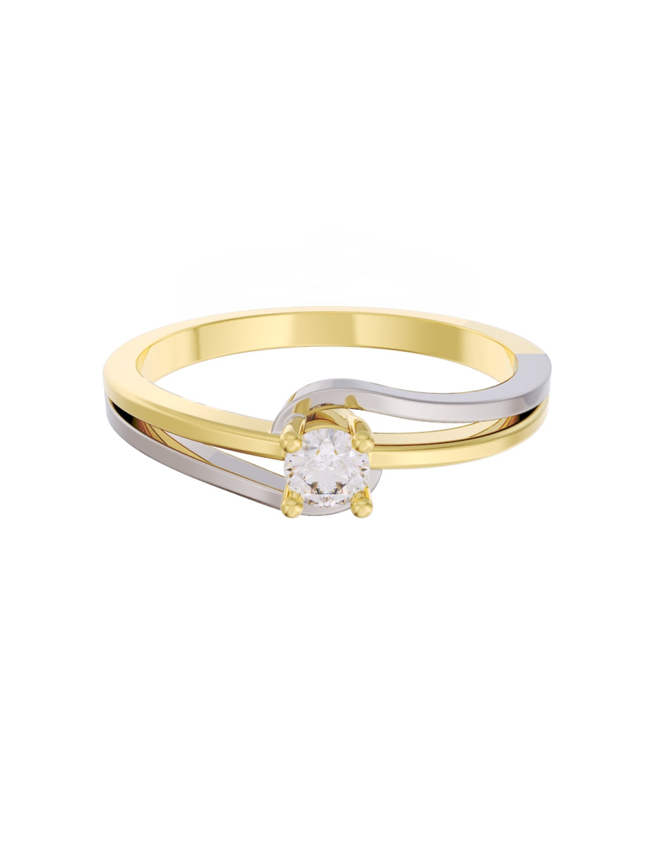 Anillo de Compromiso Eternidad de Oro Amarillo 14k con Zirconia
