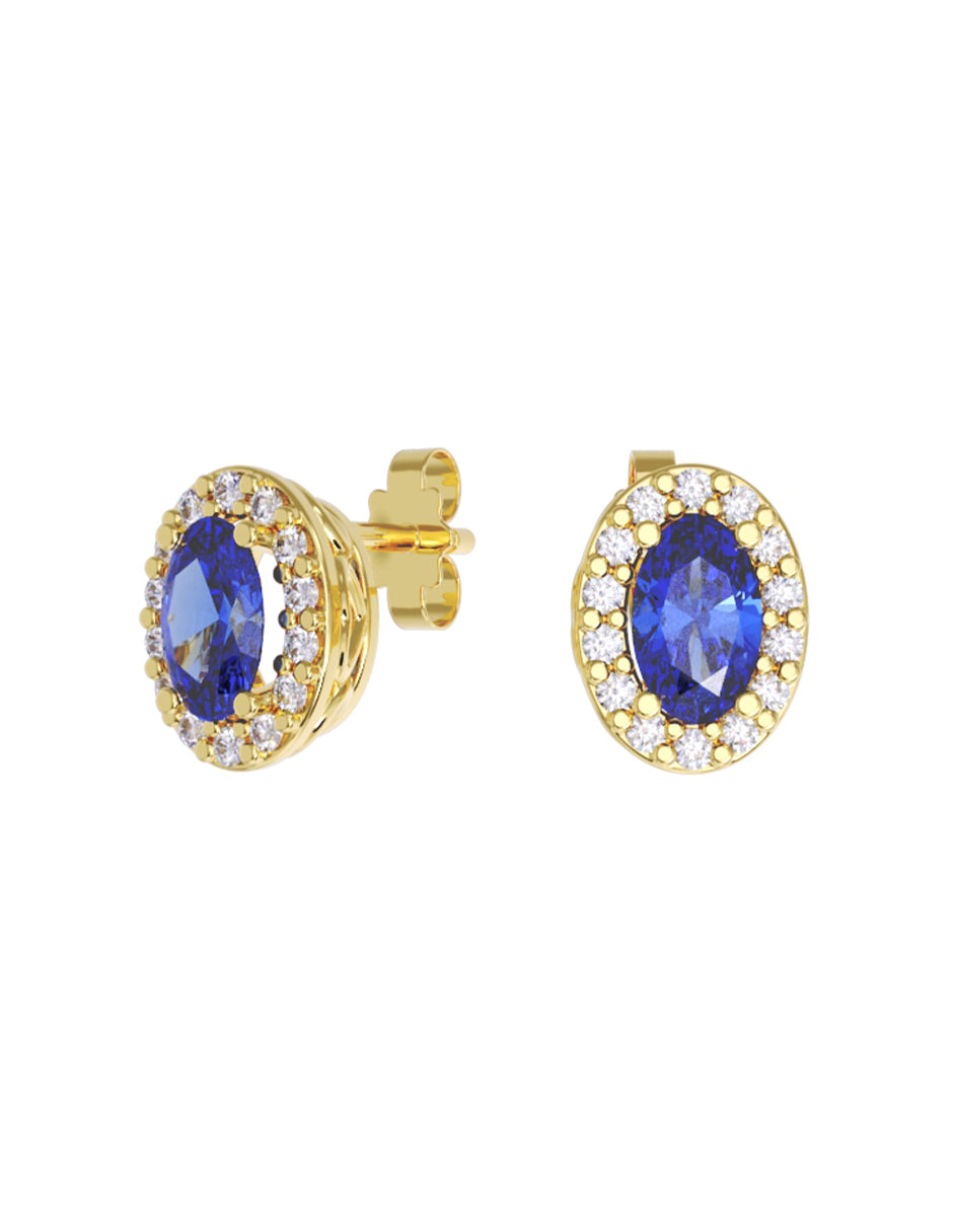 Aretes de Oro 14k con acabado pulido con Zirconia Azul (Z5240-E)