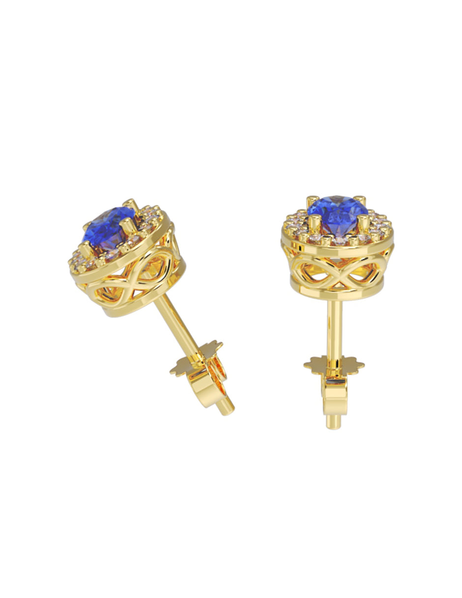 Aretes de Oro 14k con acabado pulido con Zirconia Azul (Z5240-E)