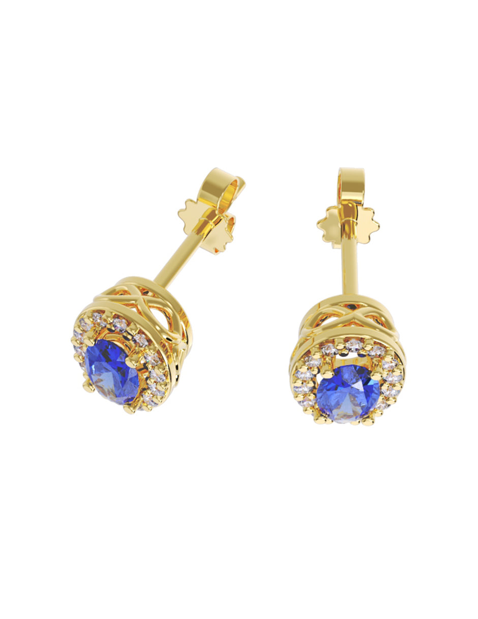 Aretes de Oro 14k con acabado pulido con Zirconia Azul (Z5240-E)