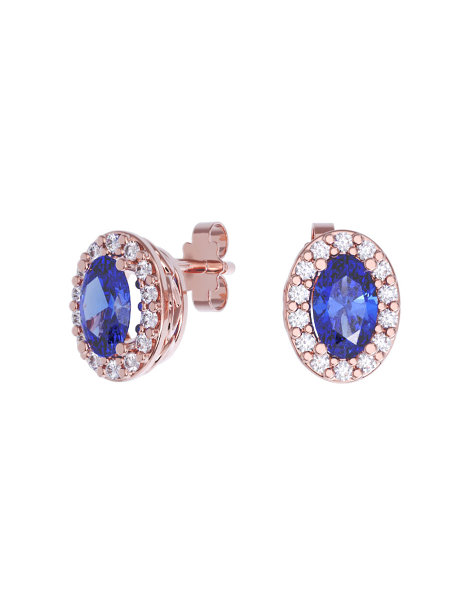 Aretes de Oro 14k con acabado pulido con Zirconia Azul (Z5240-E)