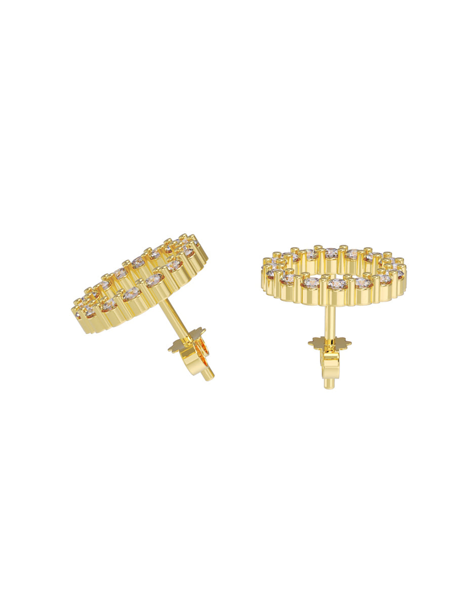 Aretes de Oro 10k con acabado pulido con Zirconia Blanca (Z5538-E)