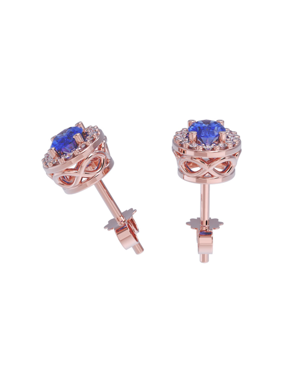 Aretes de Oro 14k con acabado pulido con Zirconia Azul (Z5240-E)