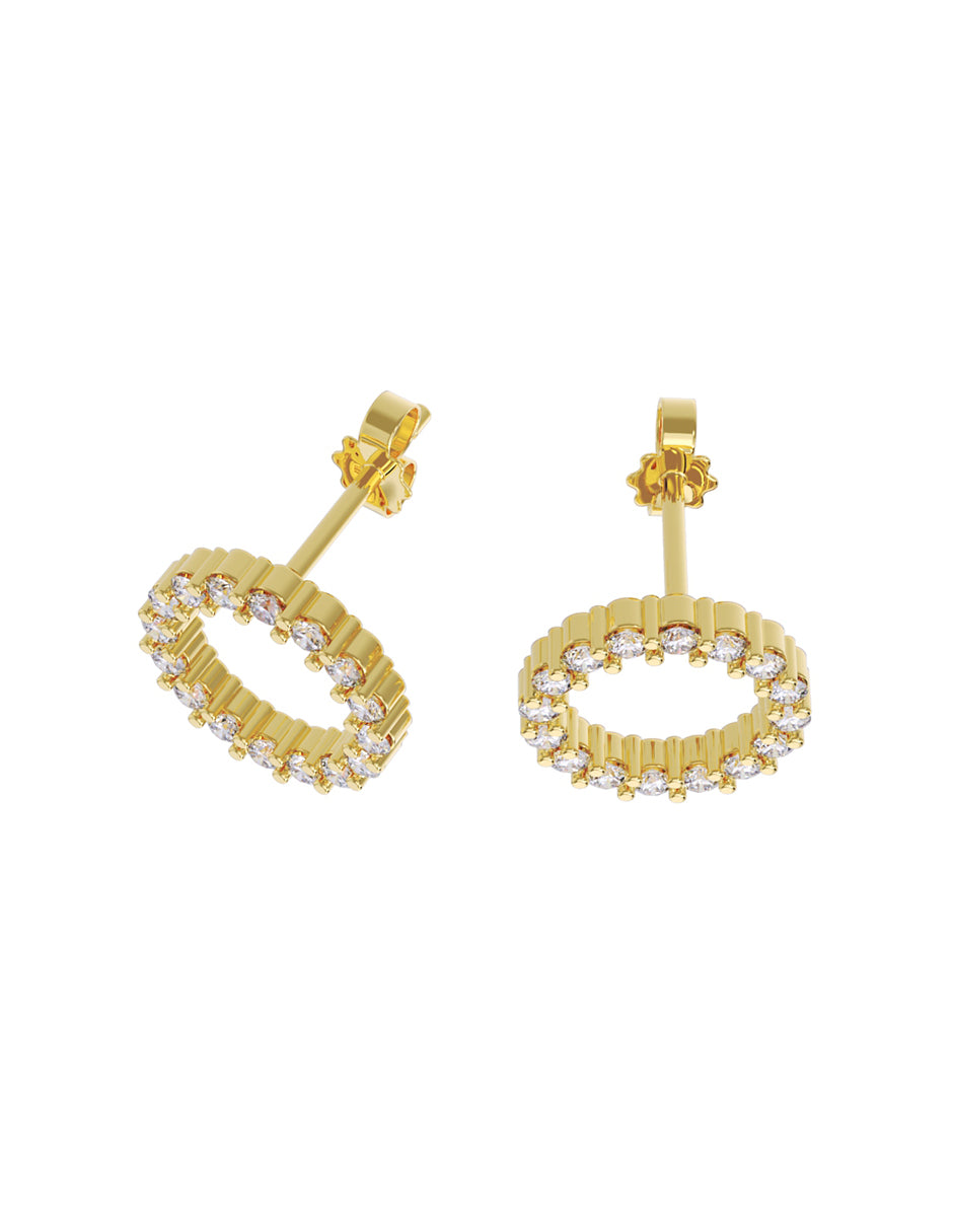 Aretes de Oro 10k con acabado pulido con Zirconia Blanca (Z5538-E)