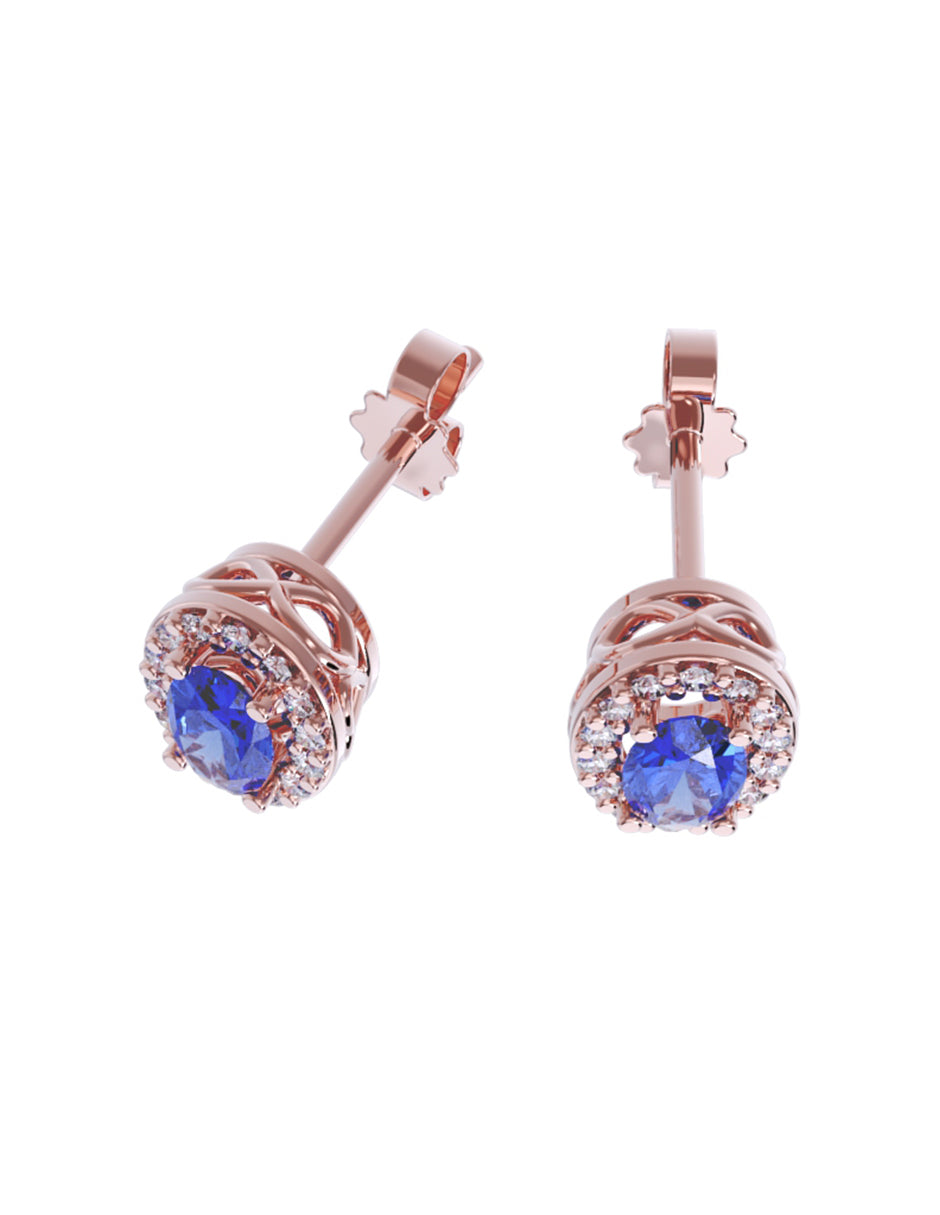 Aretes de Oro 14k con acabado pulido con Zirconia Azul (Z5240-E)