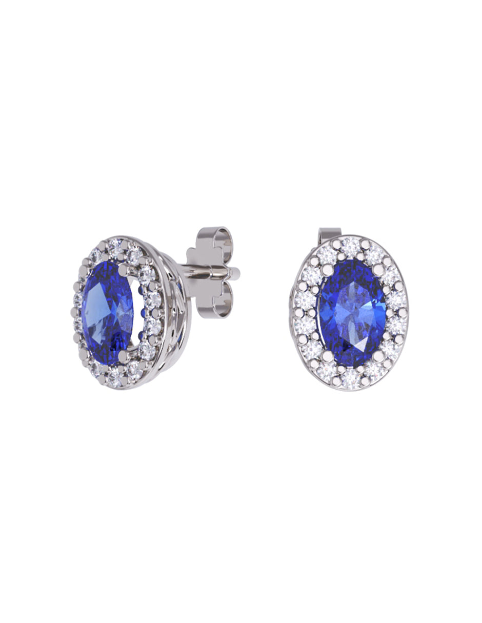 Aretes de Oro 14k con acabado pulido con Zirconia Azul (Z5240-E)
