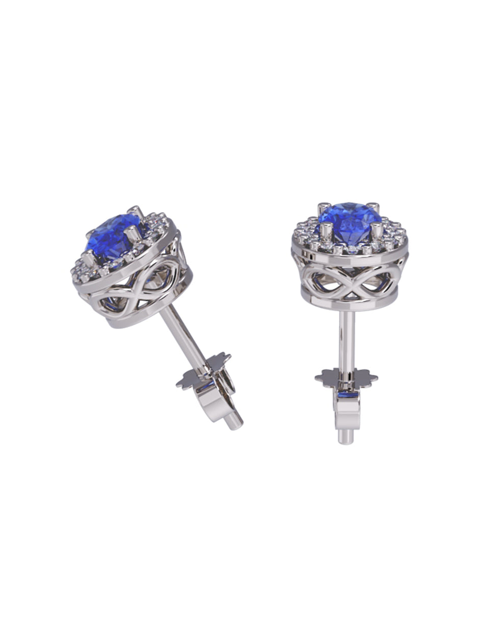 Aretes de Oro 14k con acabado pulido con Zirconia Azul (Z5240-E)