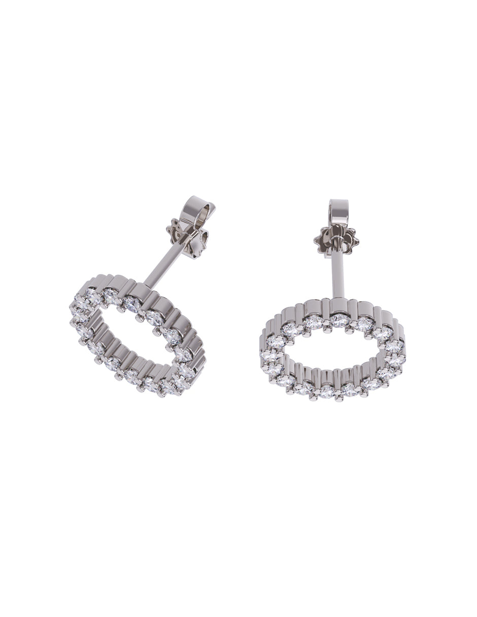 Aretes de Oro 10k con acabado pulido con Zirconia Blanca (Z5538-E)
