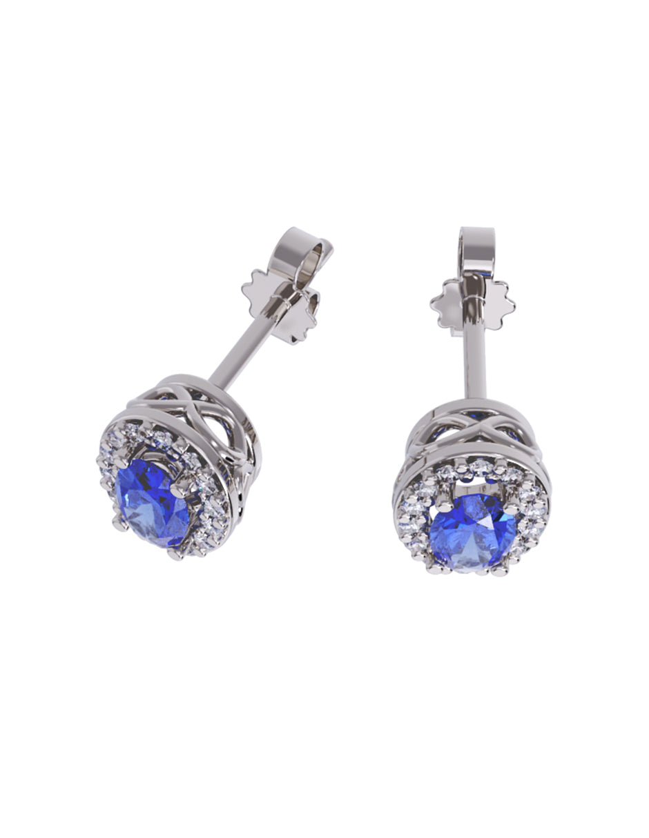 Aretes de Oro 14k con acabado pulido con Zirconia Azul (Z5240-E)