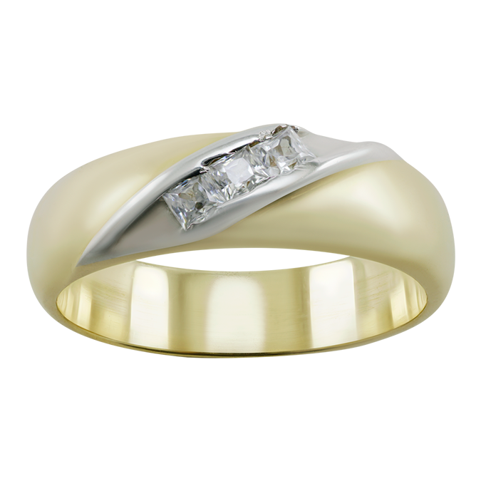 Argolla De Matrimonio Oro Amarillo Blanco 14k 5mm Zirconia