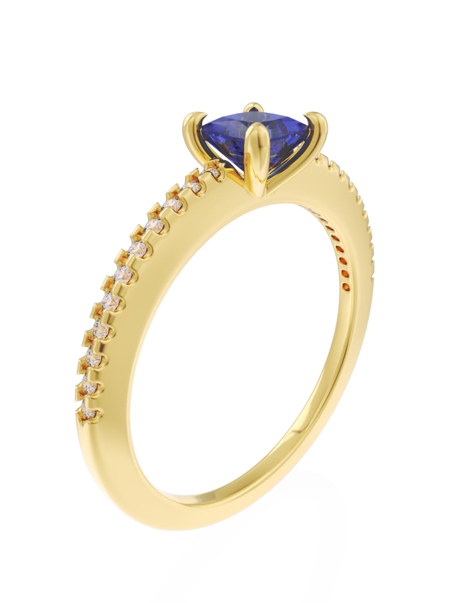 Anillo de Compromiso Eternidad 2025 de Oro 14k Zirconia Azul ZA8541_2