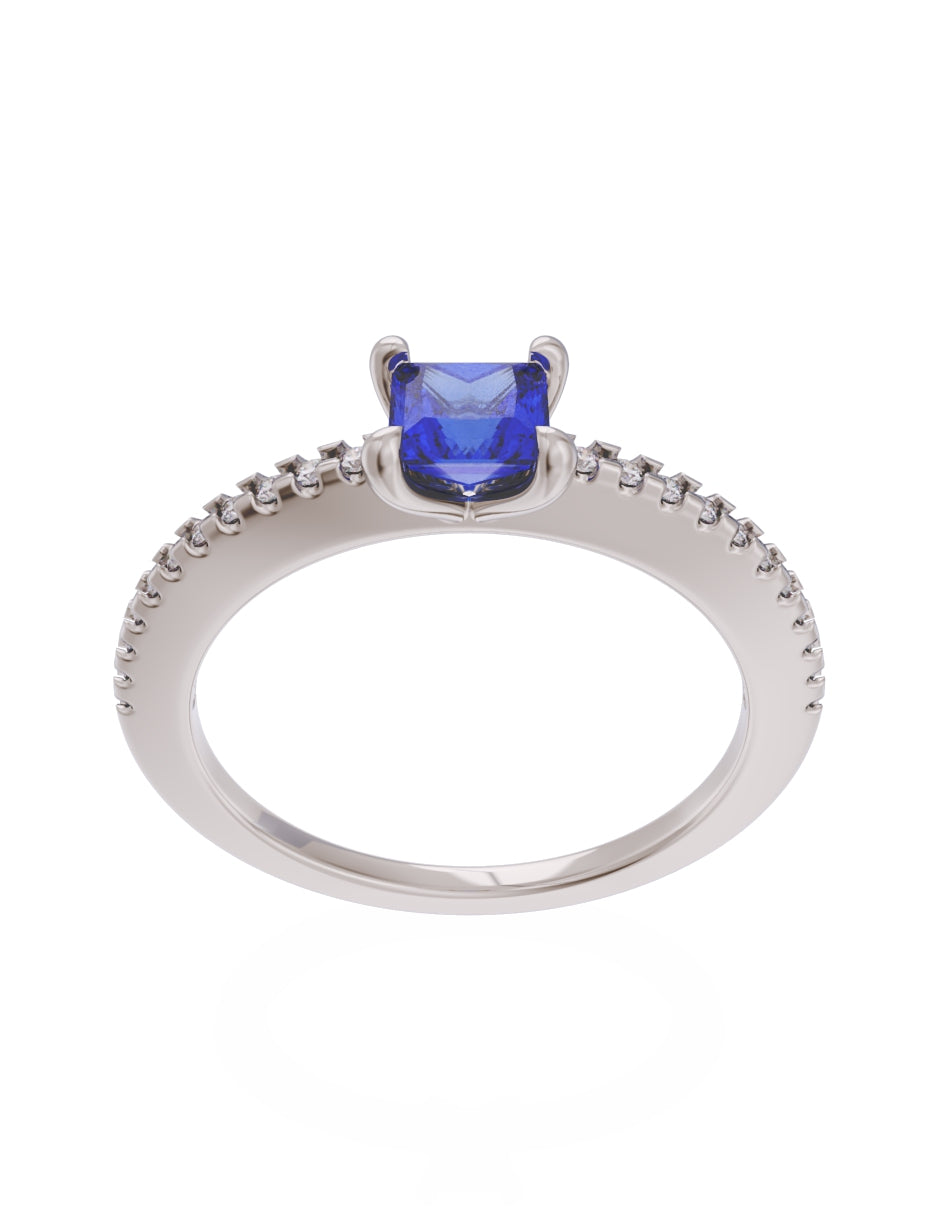Anillo de Compromiso Eternidad 2025 de Oro 14k Zirconia Azul ZA8541_4