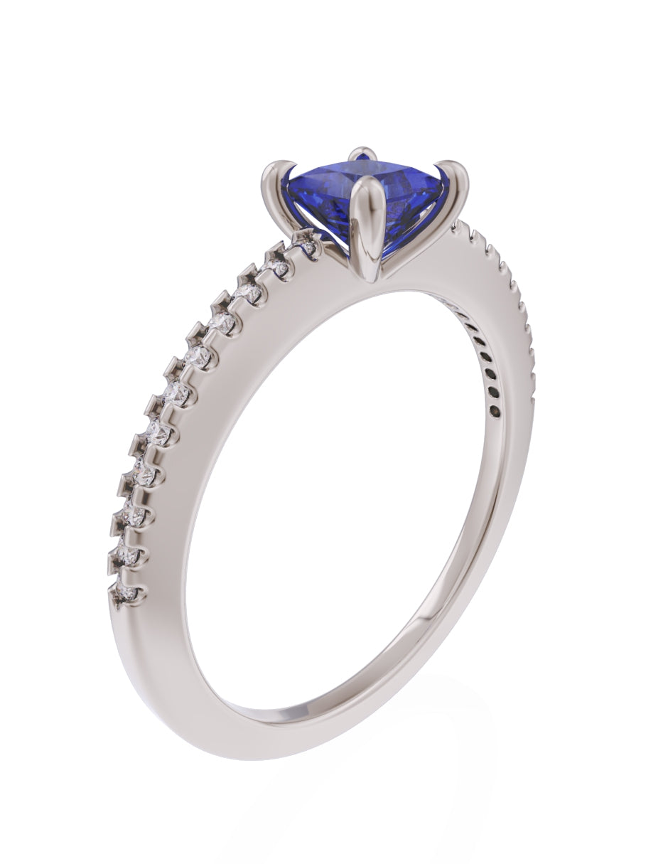 Anillo de Compromiso Eternidad 2025 de Oro 14k Zirconia Azul ZA8541_5