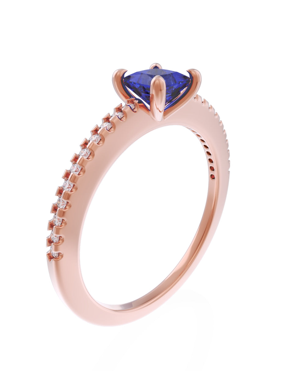 Anillo de Compromiso Eternidad 2025 de Oro 14k Zirconia Azul ZA8541_8