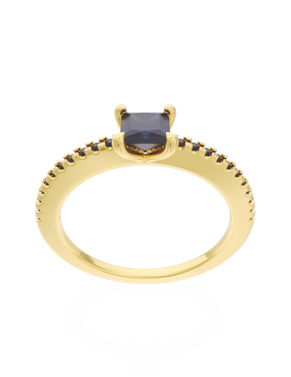 Anillo de Compromiso Eternidad 2025 de Oro 14k Zirconia Negra ZN8541-1