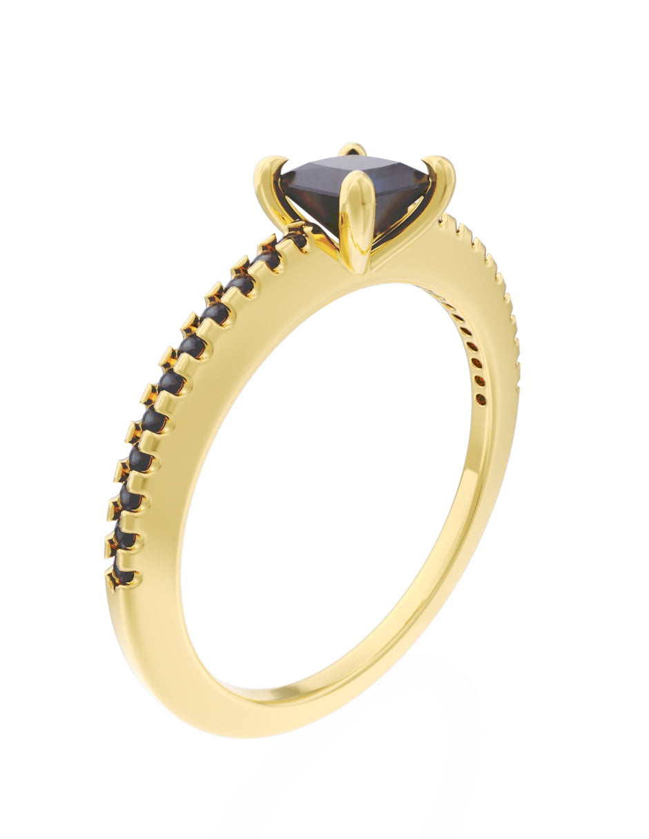 Anillo de Compromiso Eternidad 2025 de Oro 14k Zirconia Negra ZN8541-2