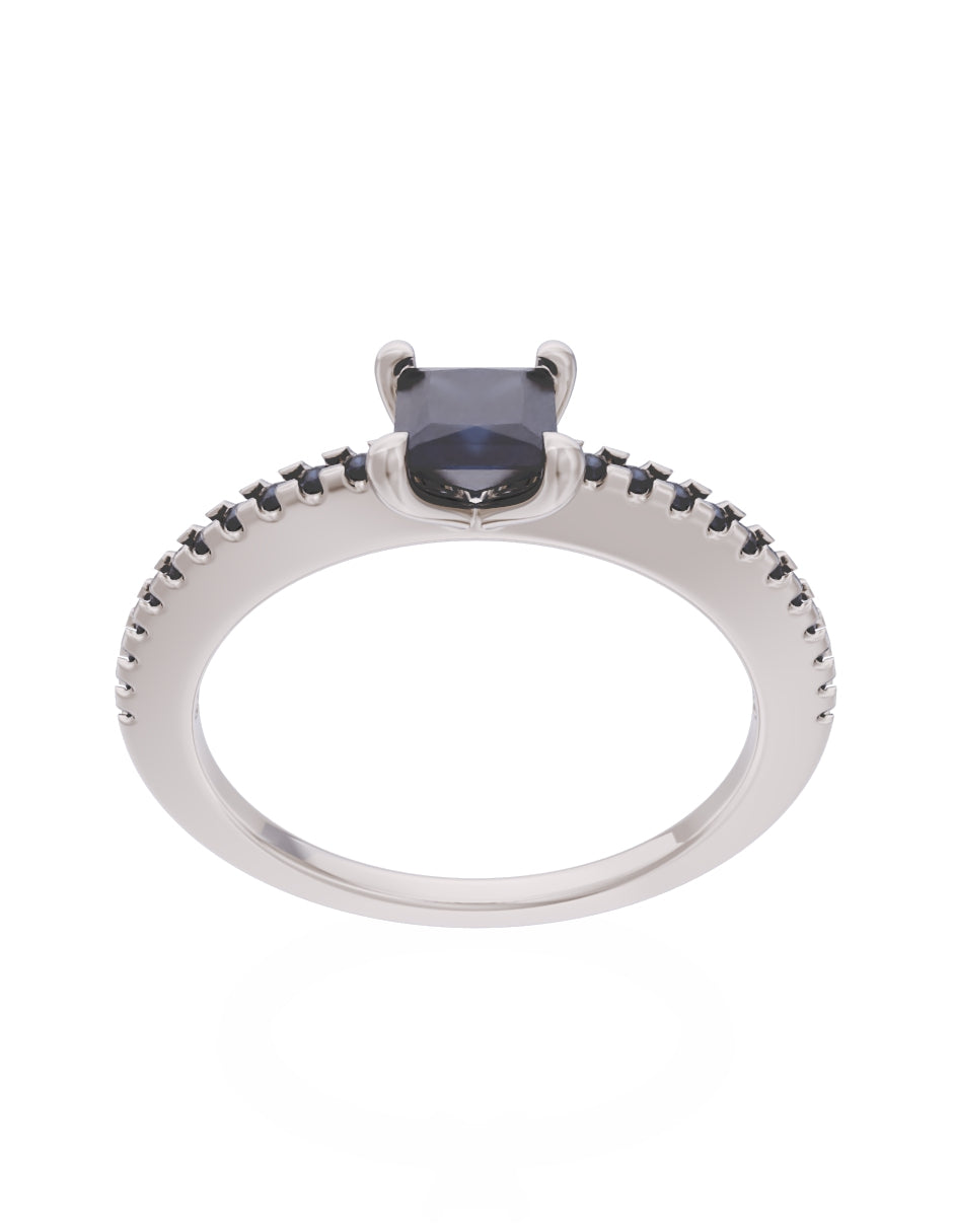 Anillo de Compromiso Eternidad 2025 de Oro 14k Zirconia Negra ZN8541-4