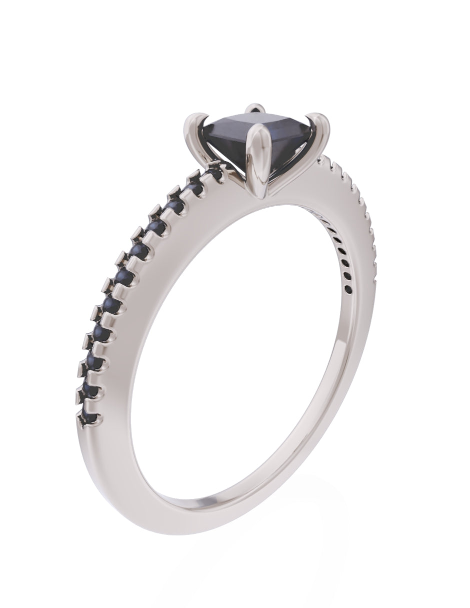 Anillo de Compromiso Eternidad 2025 de Oro 14k Zirconia Negra ZN8541-5