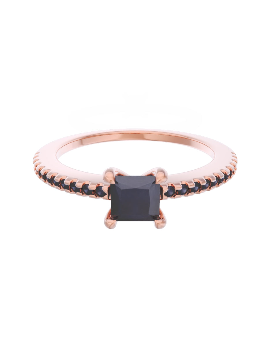 Anillo de Compromiso Eternidad 2025 de Oro 14k Zirconia Negra ZN8541-6