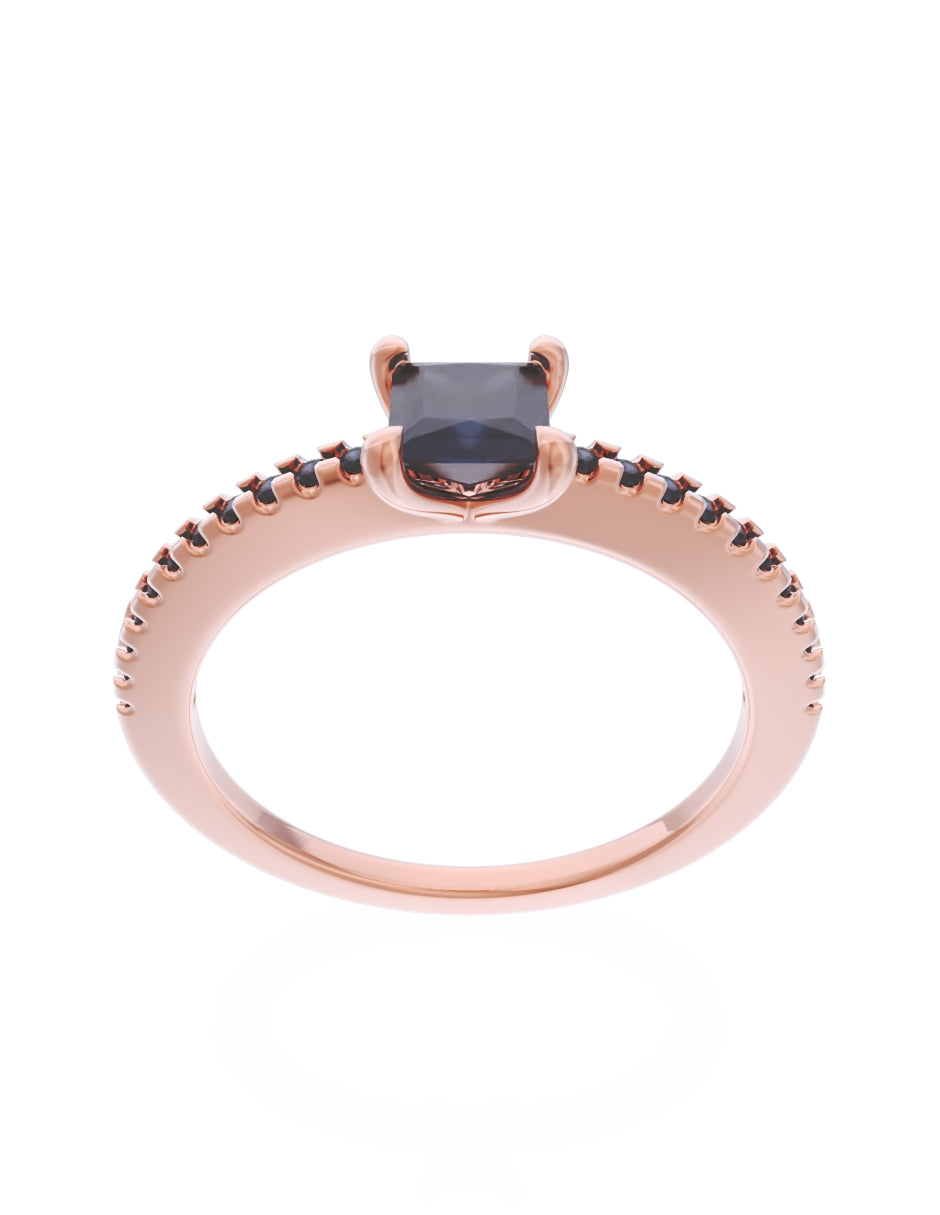 Anillo de Compromiso Eternidad 2025 de Oro 14k Zirconia Negra ZN8541-8