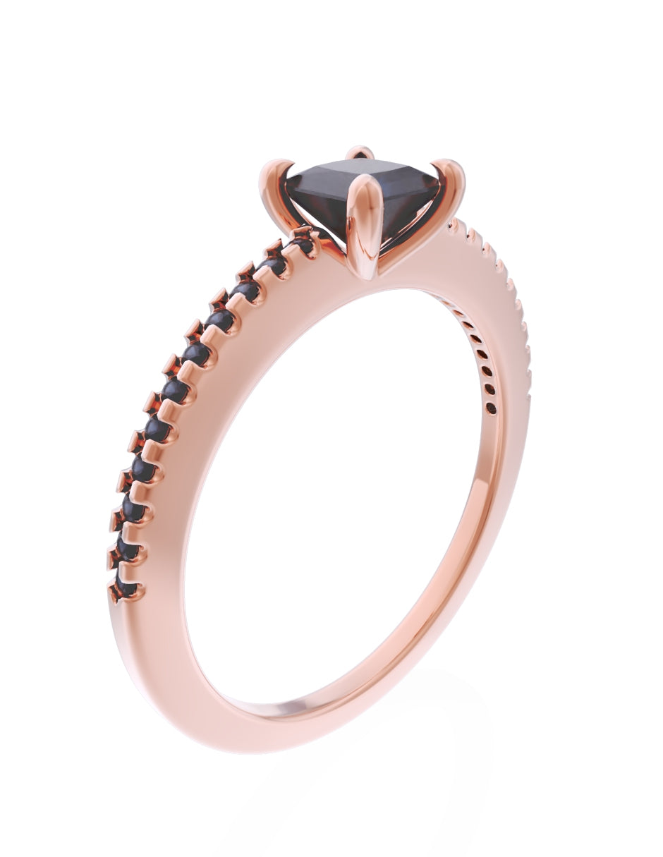 Anillo de Compromiso Eternidad 2025 de Oro 14k Zirconia Negra ZN8541-9