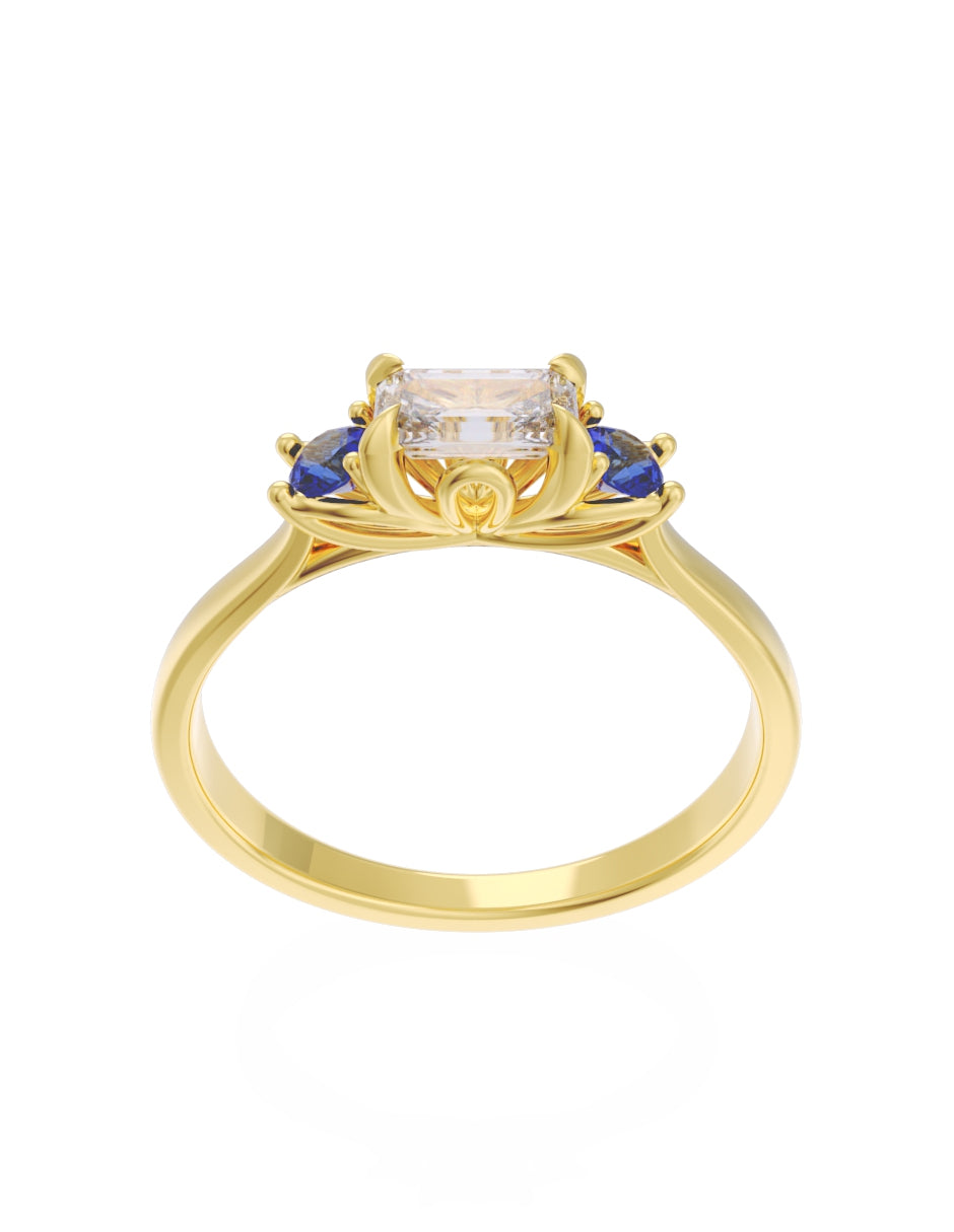 Anillo de Compromiso Eternidad de Oro 14k Zirconia Azul ZA8545-1