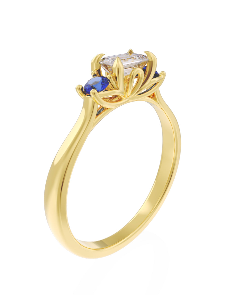 Anillo de Compromiso Eternidad de Oro 14k Zirconia Azul ZA8545-2