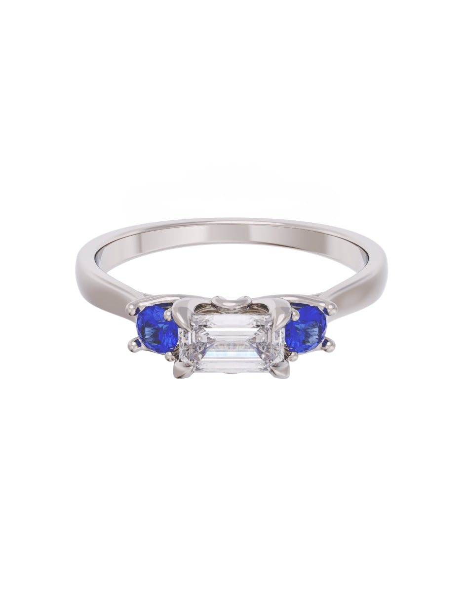 Anillo de Compromiso Eternidad de Oro 14k Zirconia Azul ZA8545-3