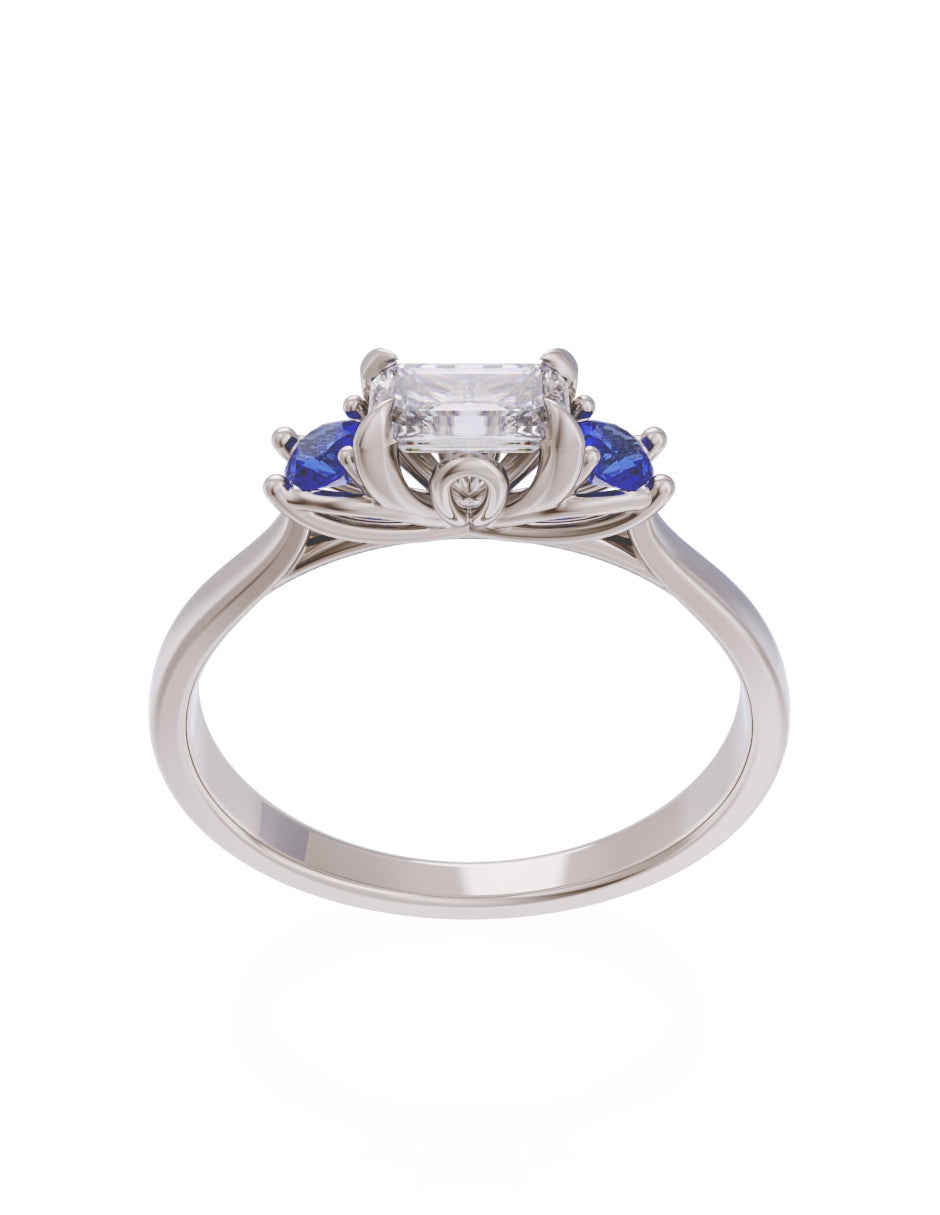 Anillo de Compromiso Eternidad de Oro 14k Zirconia Azul ZA85454
