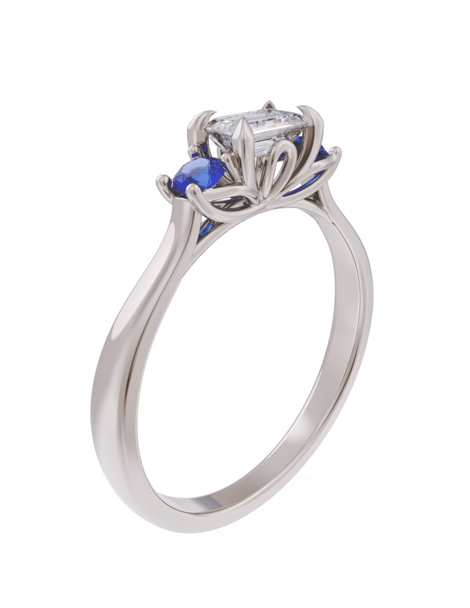 Anillo de Compromiso Eternidad de Oro 14k Zirconia Azul ZA8545-5