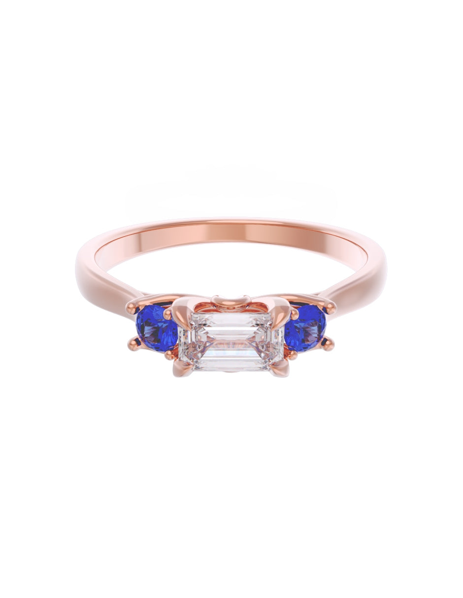 Anillo de Compromiso Eternidad de Oro 14k Zirconia Azul ZA8545-6