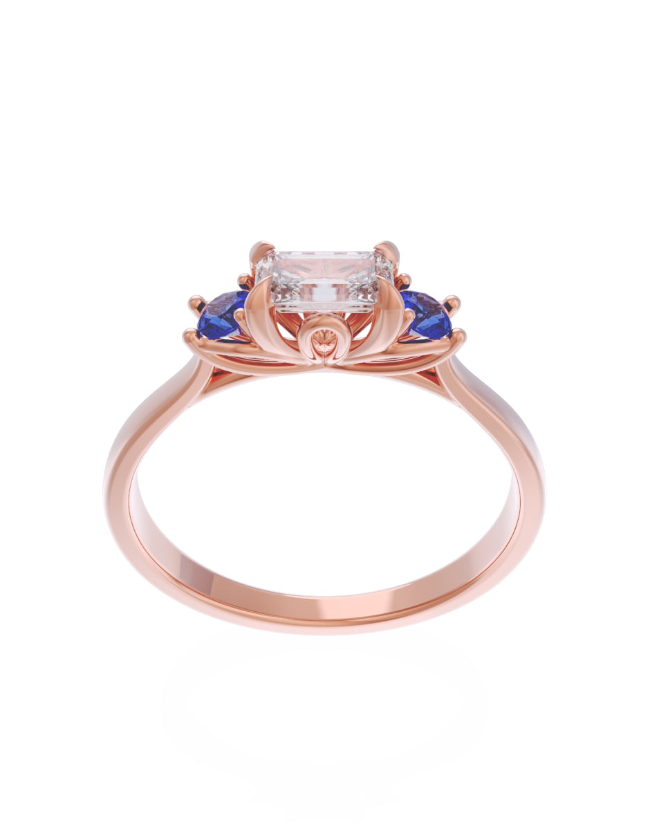 Anillo de Compromiso Eternidad de Oro 14k Zirconia Azul ZA8545-7