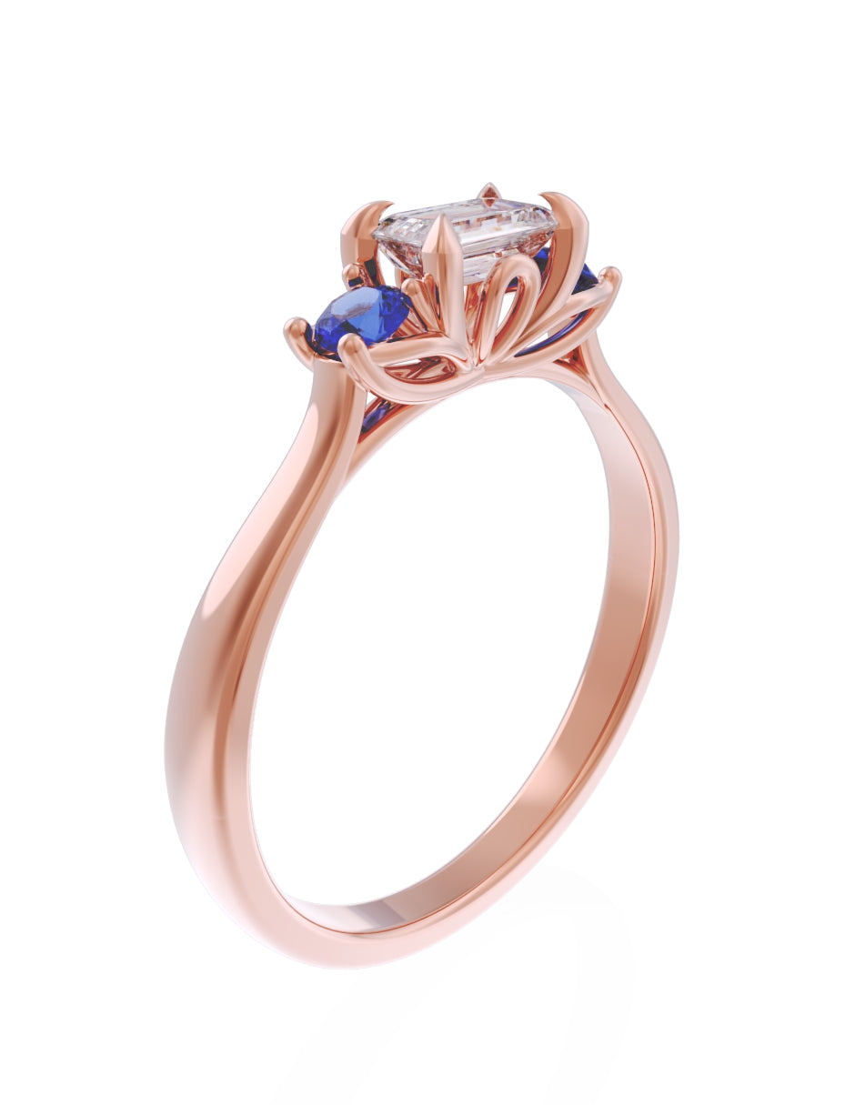 Anillo de Compromiso Eternidad de Oro 14k Zirconia Azul ZA8545-8