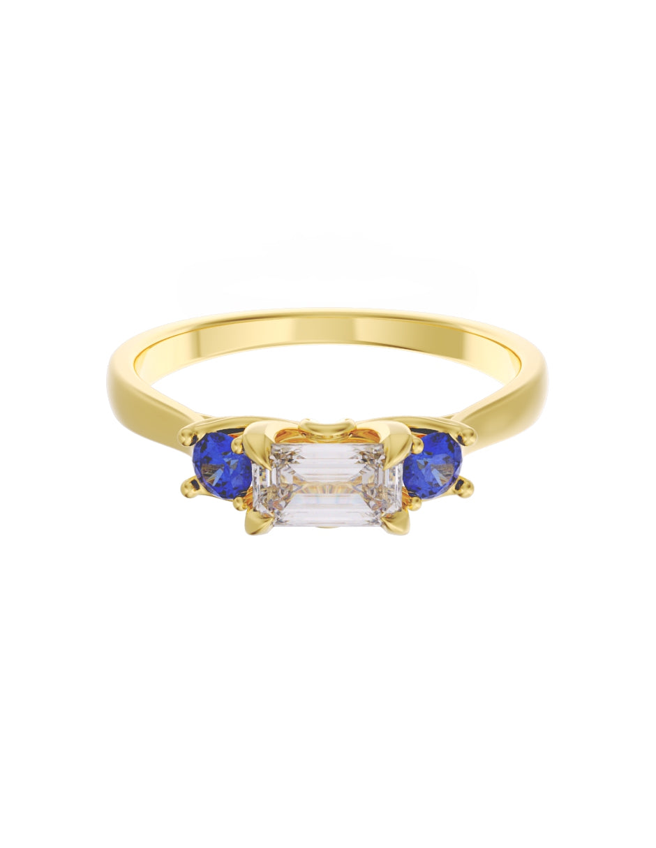 Anillo de Compromiso Eternidad de Oro 14k Zirconia Azul ZA8545