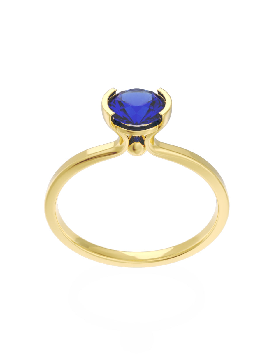 Anillo de Compromiso Eternidad de Oro 14k Zirconia Azul ZA8546-1
