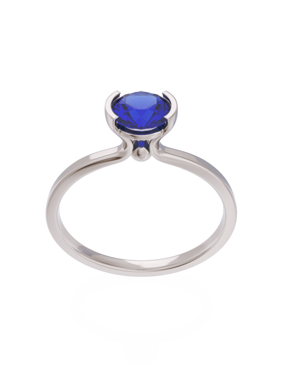 Anillo de Compromiso Eternidad de Oro 14k Zirconia Azul ZA8546-4