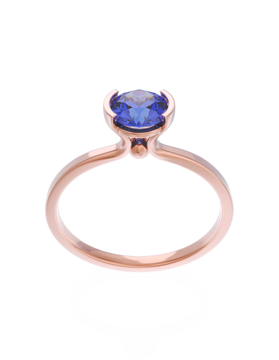 Anillo de Compromiso Eternidad de Oro 14k Zirconia Azul ZA8546-7