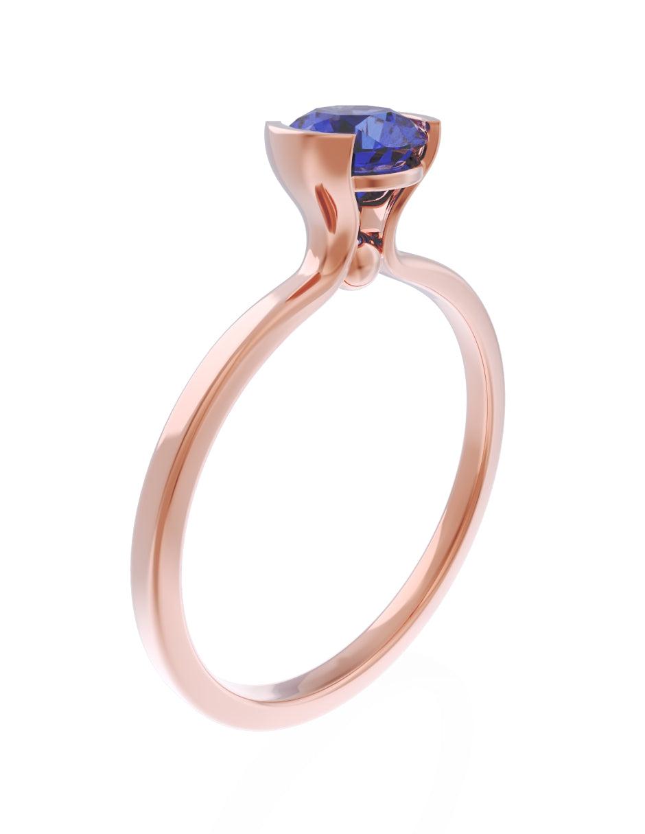 Anillo de Compromiso Eternidad de Oro 14k Zirconia Azul ZA8546-8