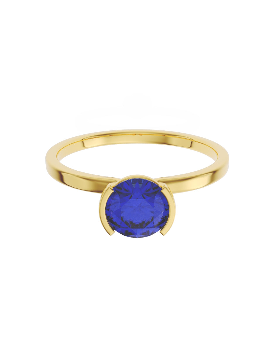 Anillo de Compromiso Eternidad de Oro 14k Zirconia Azul ZA8546