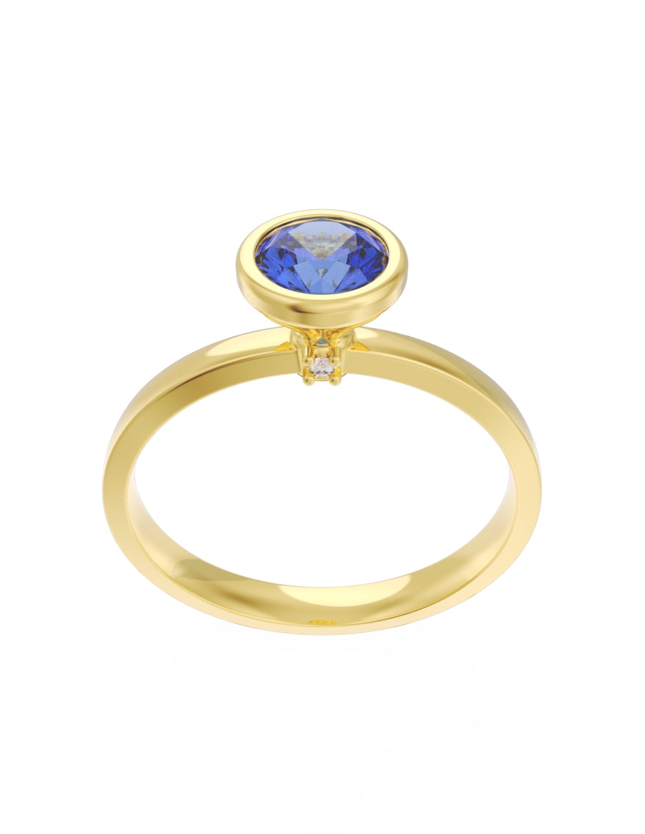 Anillo de Compromiso Eternidad de Oro 14k Zirconia Azul ZA8547-1