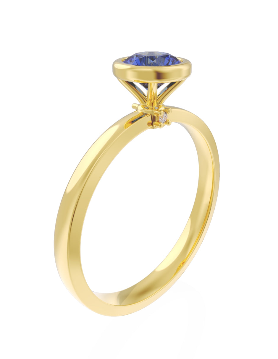 Anillo de Compromiso Eternidad de Oro 14k Zirconia Azul ZA8547-2