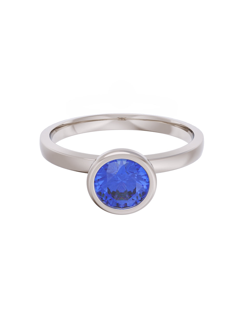 Anillo de Compromiso Eternidad de Oro 14k Zirconia Azul ZA8547-3