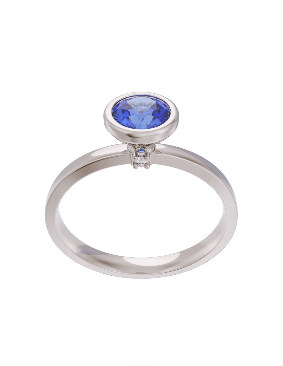 Anillo de Compromiso Eternidad de Oro 14k Zirconia Azul ZA8547-4