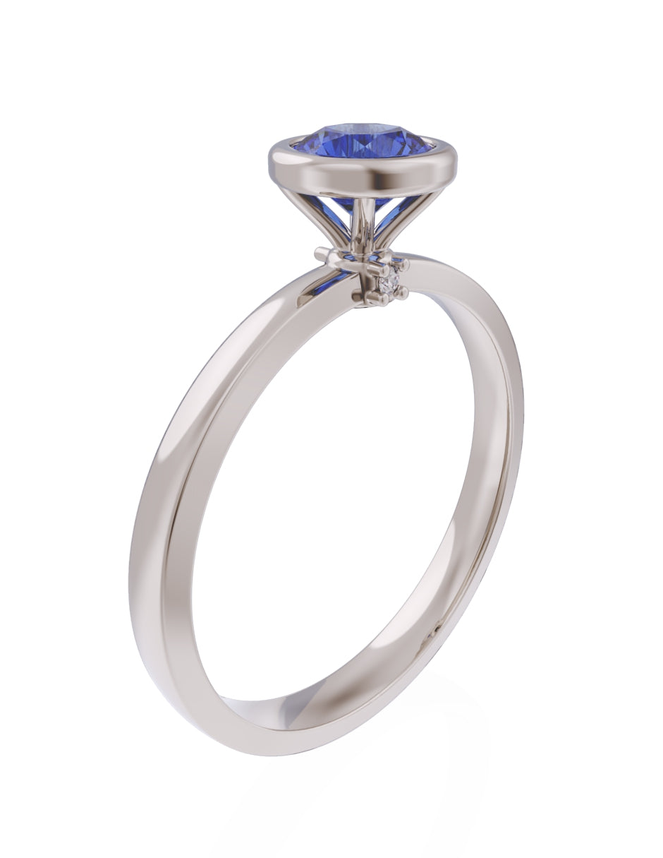 Anillo de Compromiso Eternidad de Oro 14k Zirconia Azul ZA8547-5