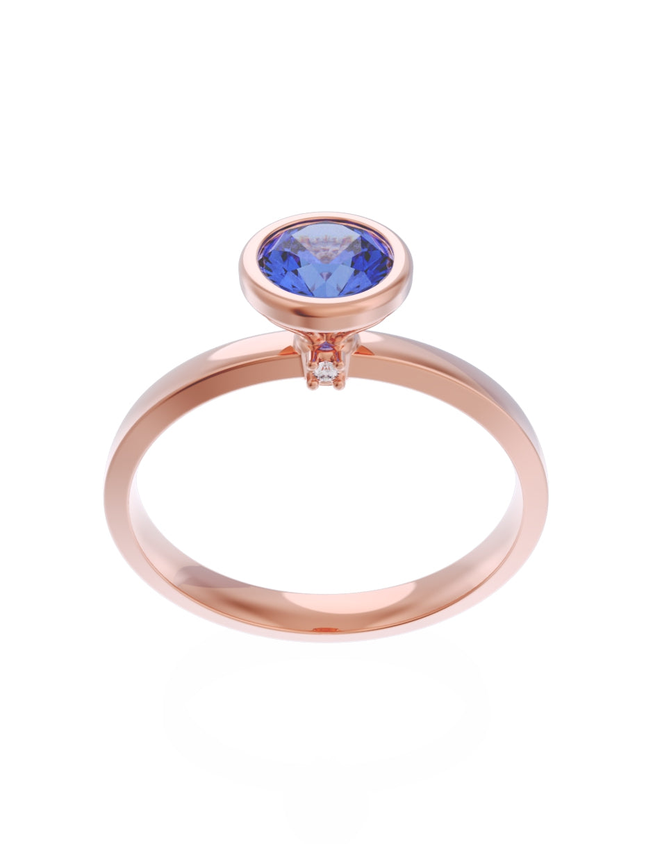 Anillo de Compromiso Eternidad de Oro 14k Zirconia Azul ZA8547-7