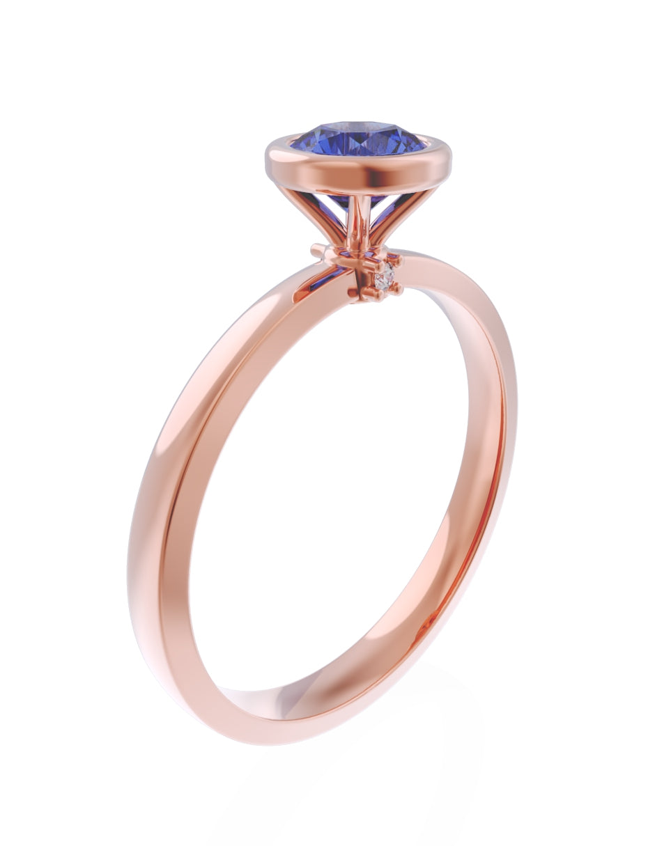 Anillo de Compromiso Eternidad de Oro 14k Zirconia Azul ZA8547-8