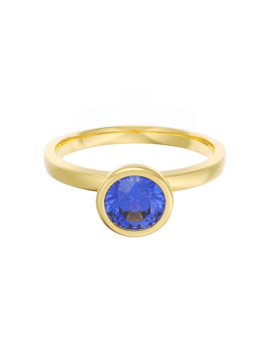 Anillo de Compromiso Eternidad de Oro 14k Zirconia Azul ZA8547