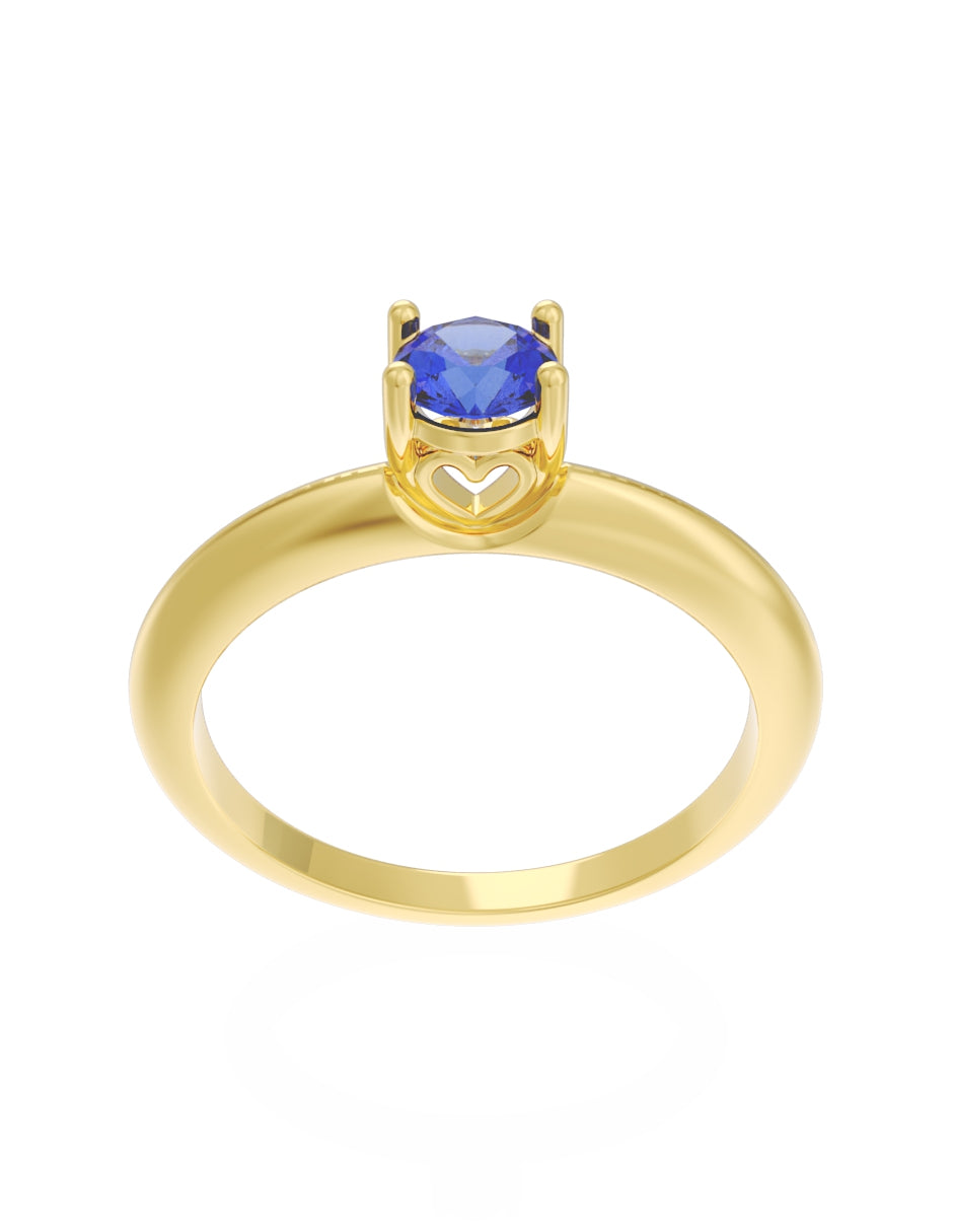 Anillo de Compromiso Eternidad de Oro 14k Zirconia Azul ZA8549-1